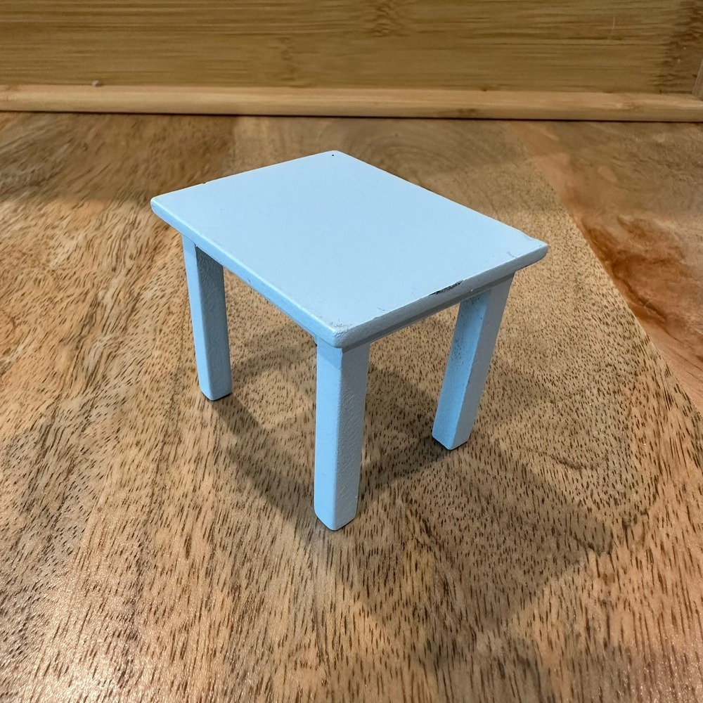 Miniature Dollhouse Wood Table Light Blue Tiny Furniture 1:12 Scale Accessory